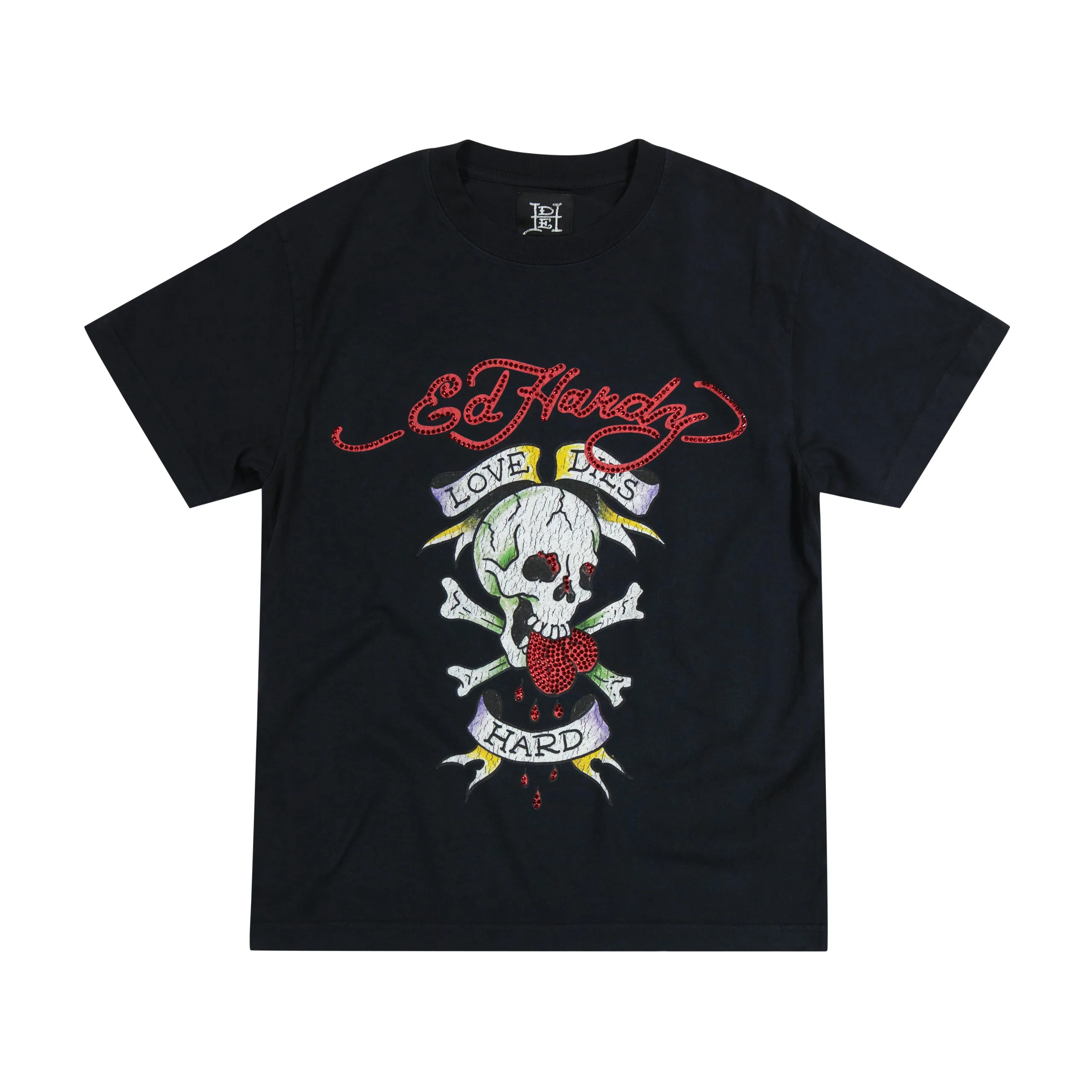 Limited Edition – Rhinestone Love Dies Hard Skull Tee