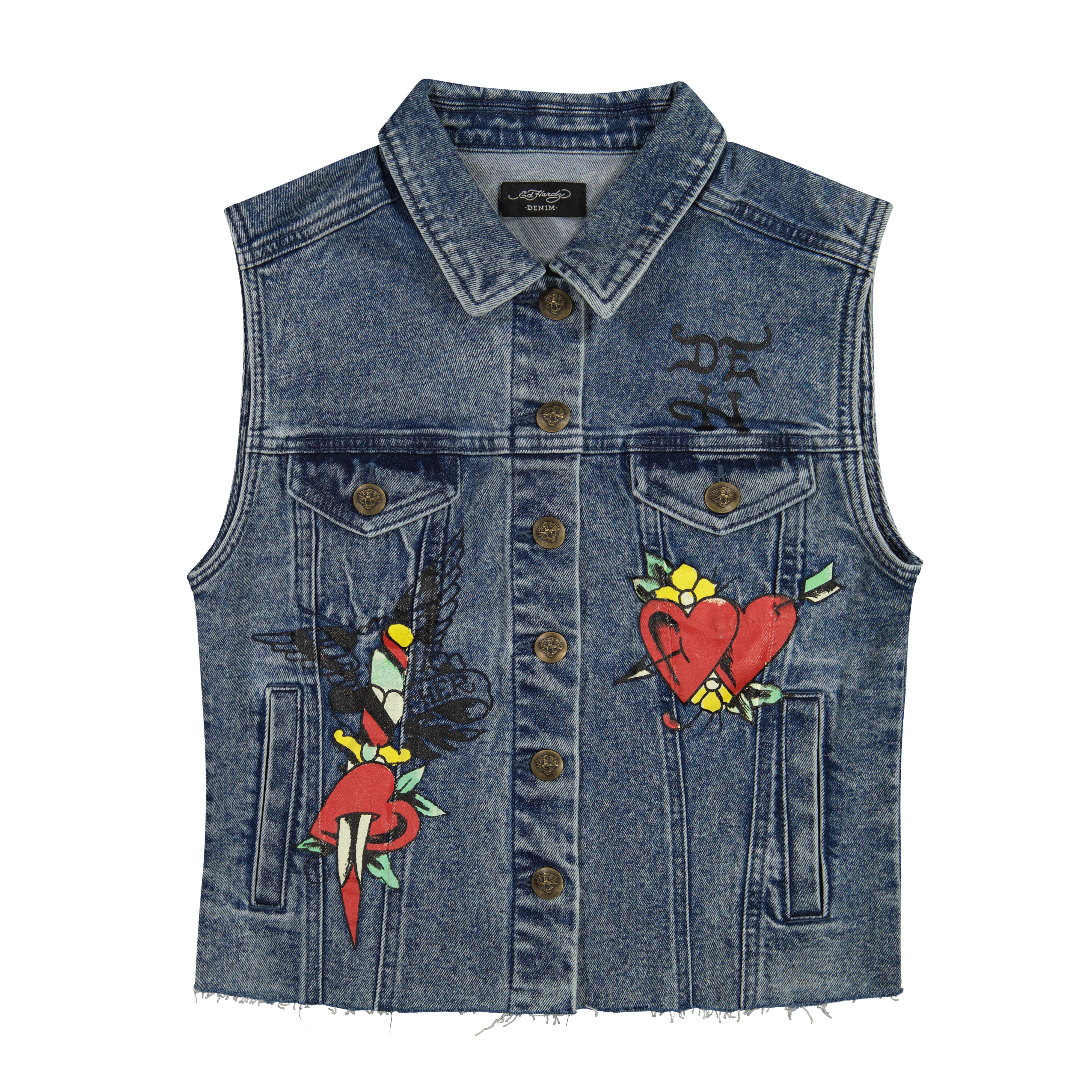 Heart Cross Trucker Denim Vest